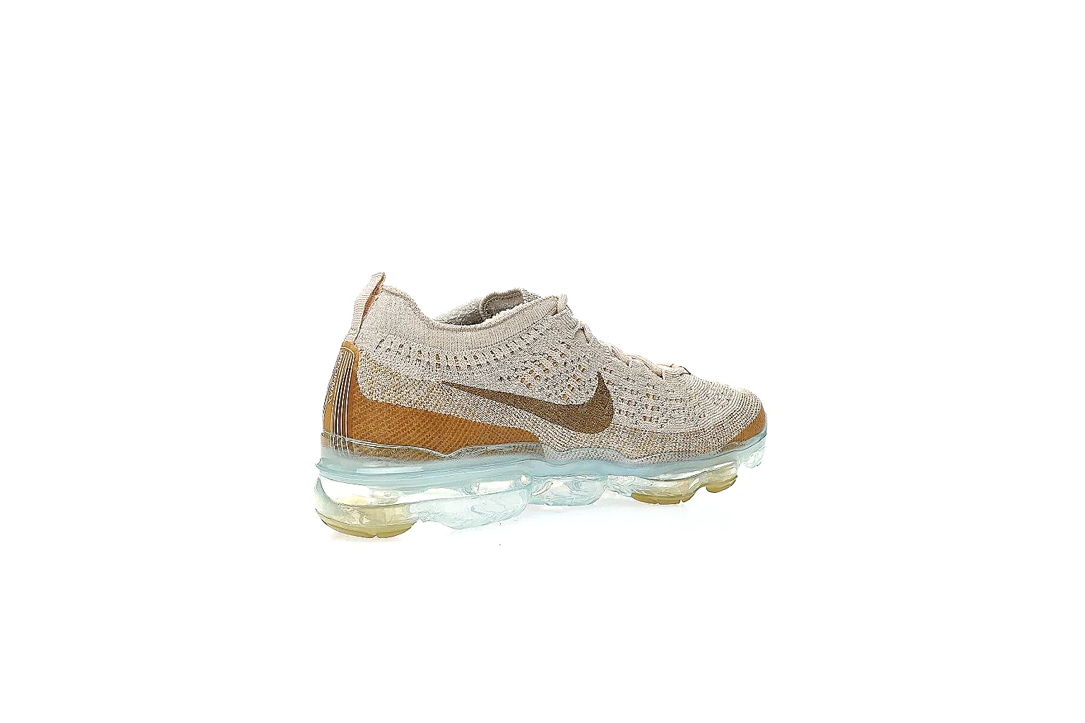 Nike VaporMax-style cream tan knit runner with visible Swoosh and air sole thumbnail 3