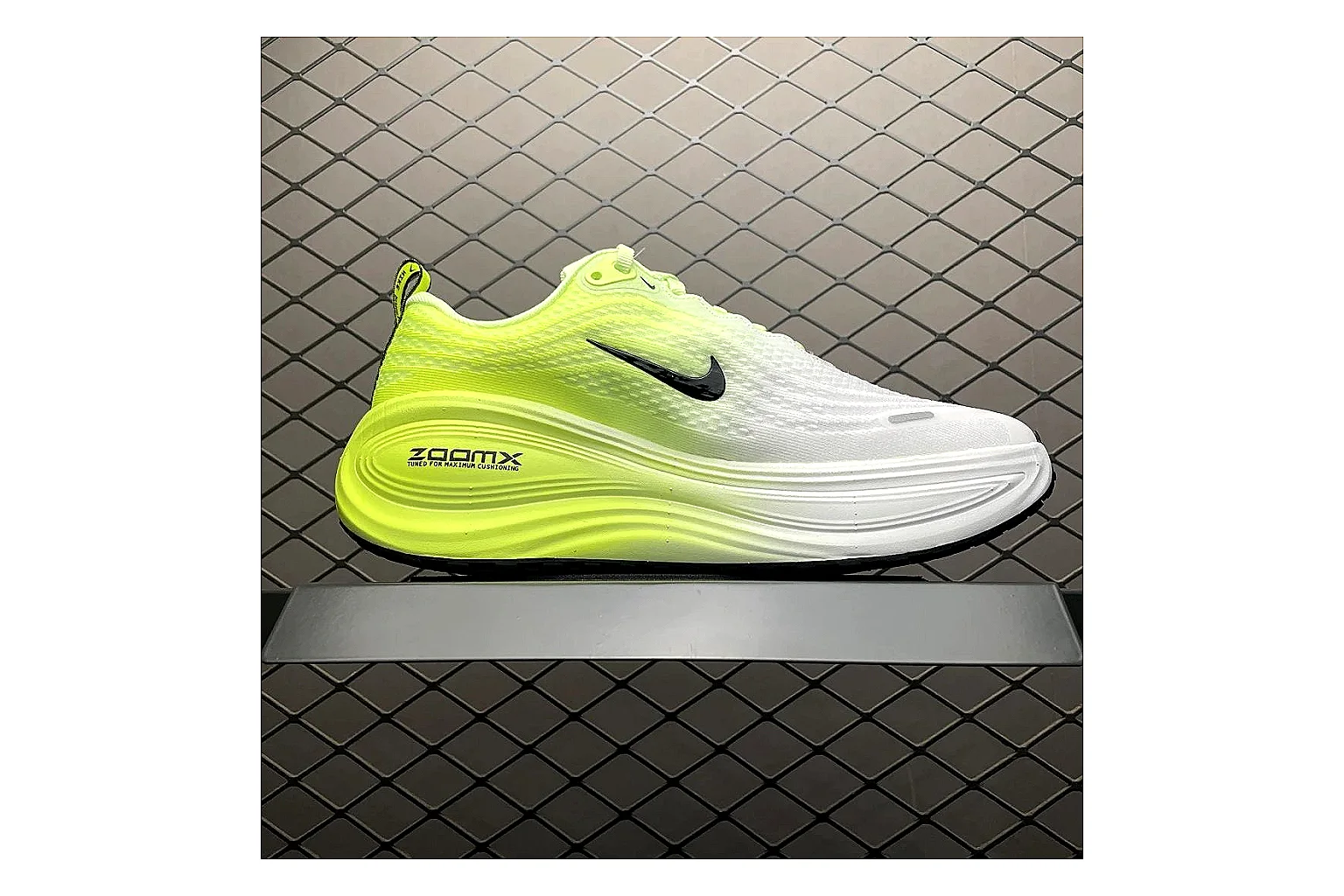 Nike Vomero Plus Volt White comparison signal photo with white volt vomero plus runner with mixed upper and runner shape thumbnail 2