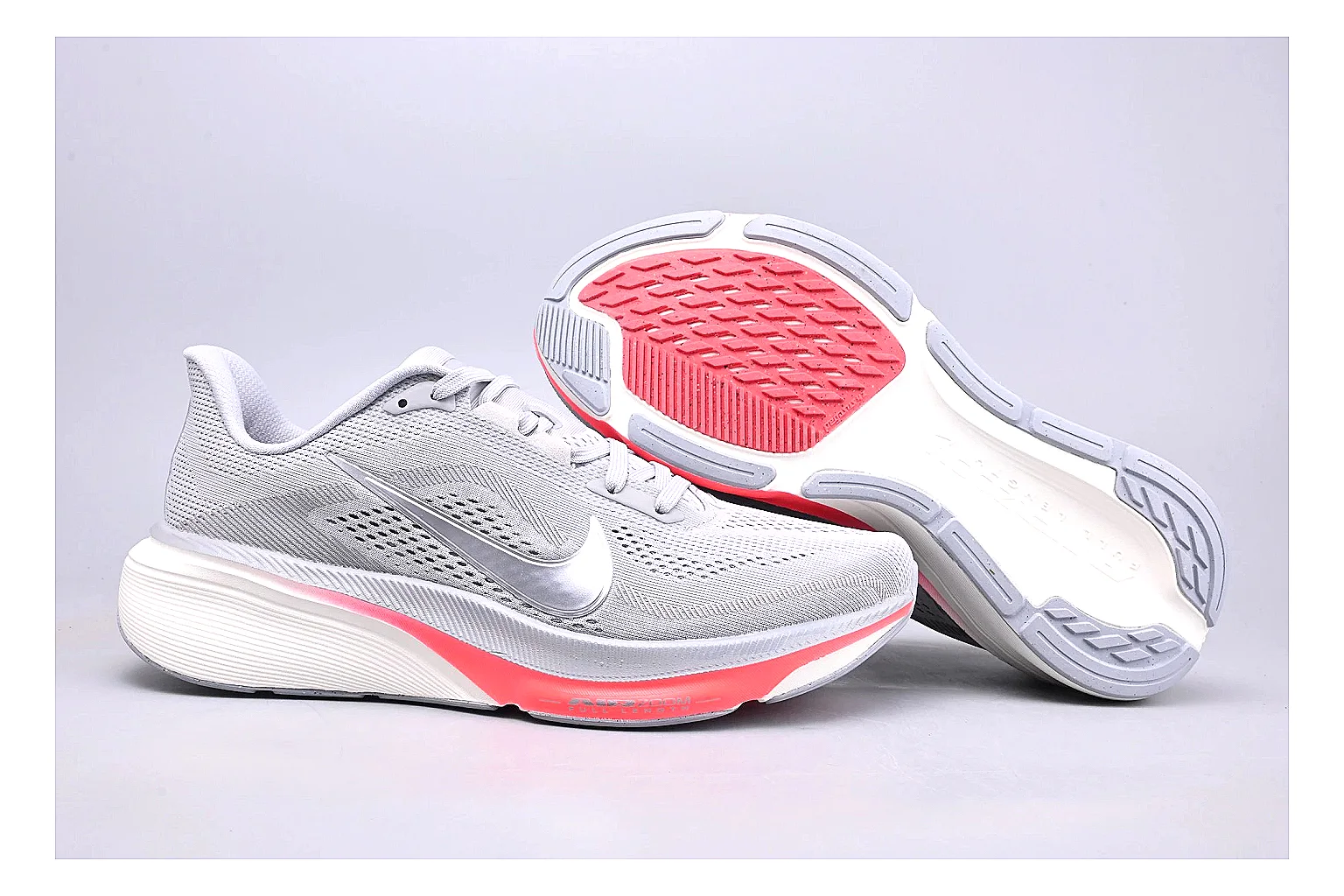 Nike Air Zoom Vomero White Pink comparison signal photo with white pink vomero runner with mixed upper and runner shape thumbnail 5