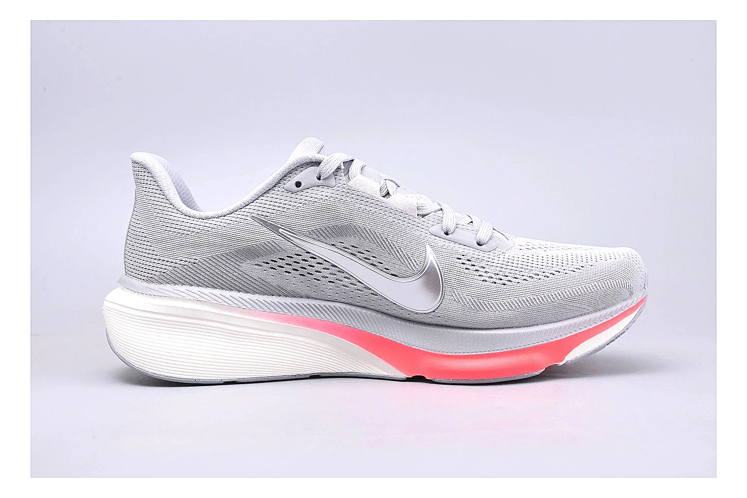 Nike Air Zoom Vomero White Pink comparison signal photo with white pink vomero runner with mixed upper and runner shape thumbnail 6
