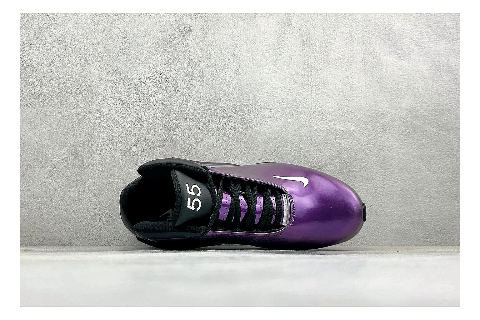 Nike Zoom Hyperflight Purple comparison photo showing glossy purple upper, high-shine basketball shell, sculpted midsole, and sleek court profile thumbnail 2
