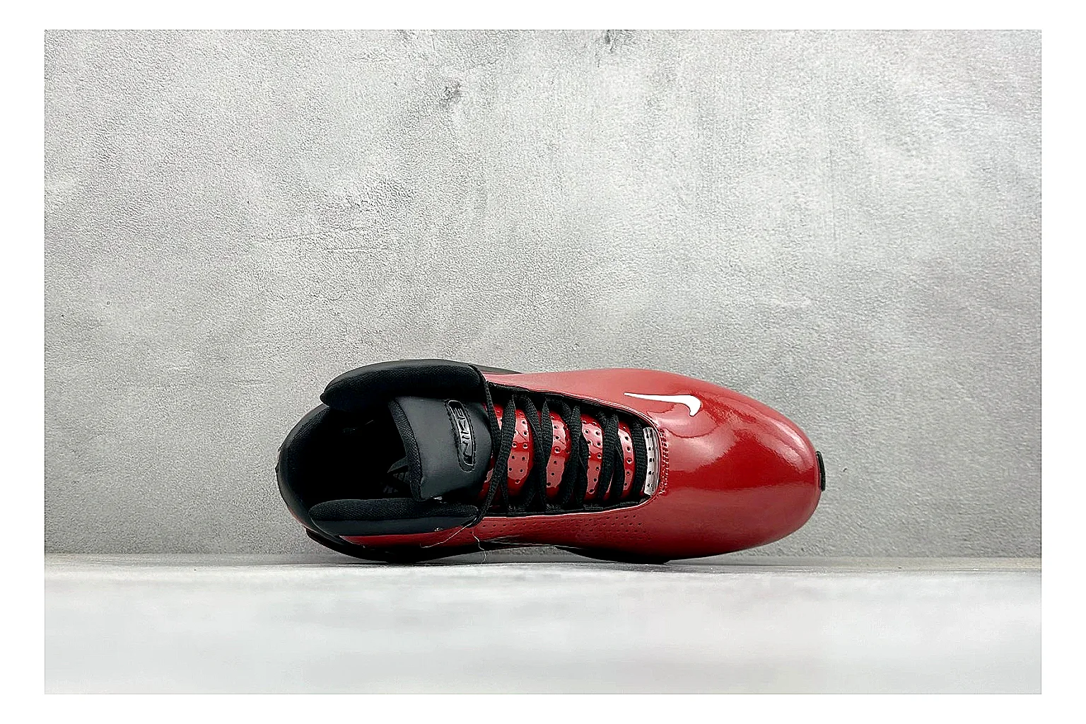 Nike Zoom Hyperflight Red comparison photo showing red glossy basketball upper, streamlined shell, black detail lines, and sculpted court sole thumbnail 2
