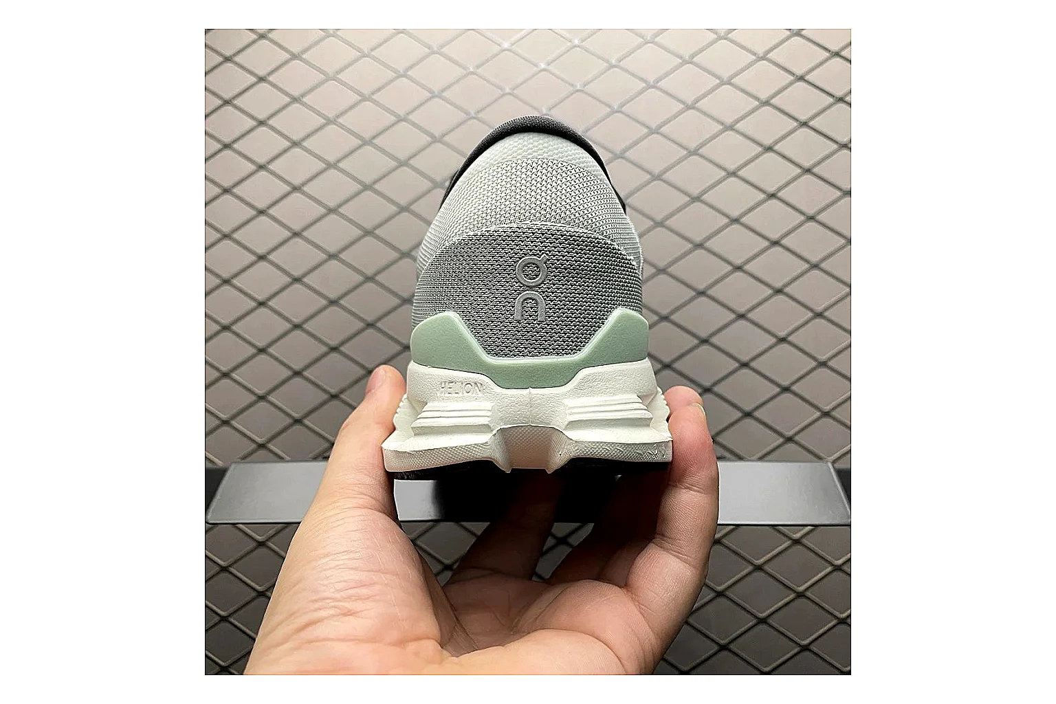 On Cloud X Grey Green Sneaker comparison signal photo with grey green cloud x trainer with mixed upper and trainer shape thumbnail 6