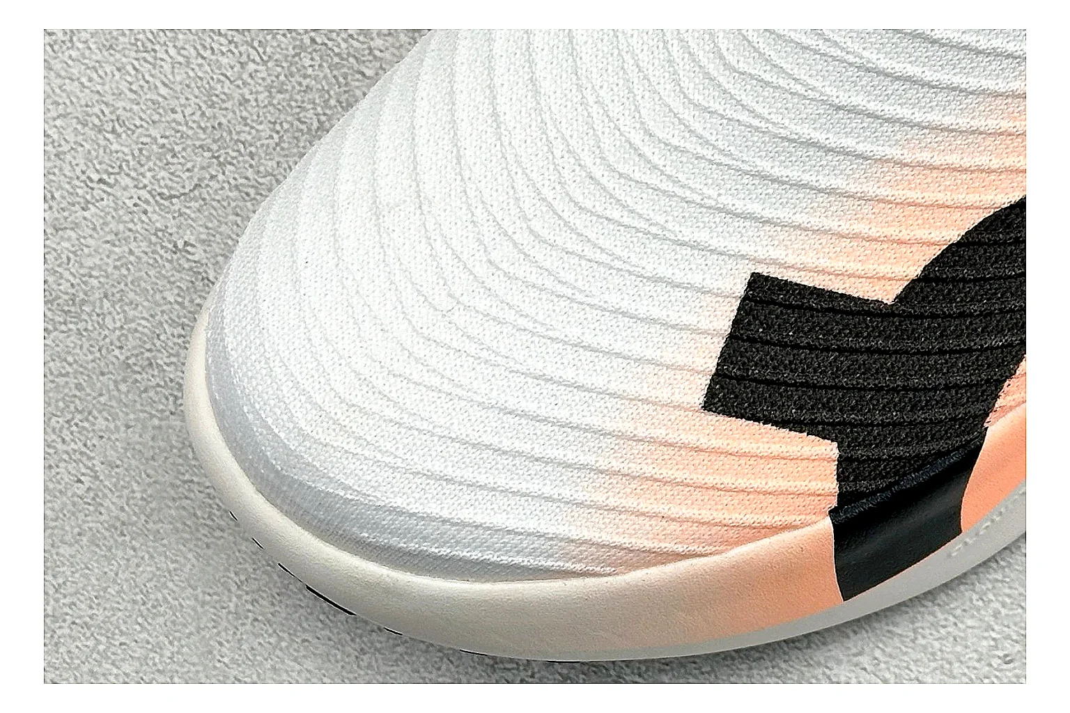 On Cloudboom White Peach comparison photo showing white performance mesh, peach gradient accents, slim racing profile, and segmented CloudTec sole thumbnail 5