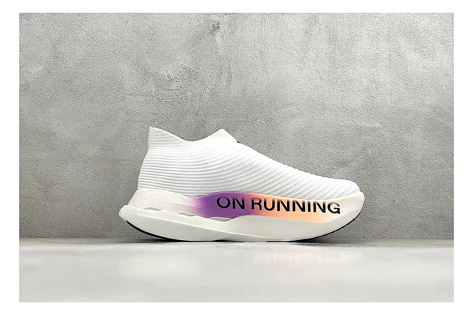 On Cloudboom White Peach comparison photo showing white performance mesh, peach gradient accents, slim racing profile, and segmented CloudTec sole thumbnail 6