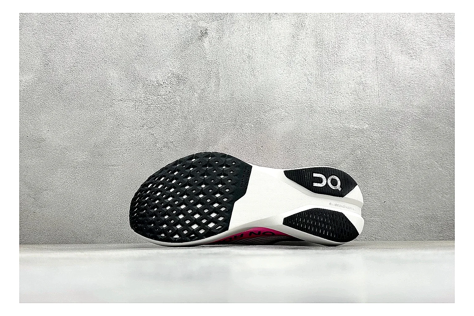 On Cloudboom White Pink comparison photo showing white running mesh, pink gradient accents, low racing shape, and segmented CloudTec sole thumbnail 4