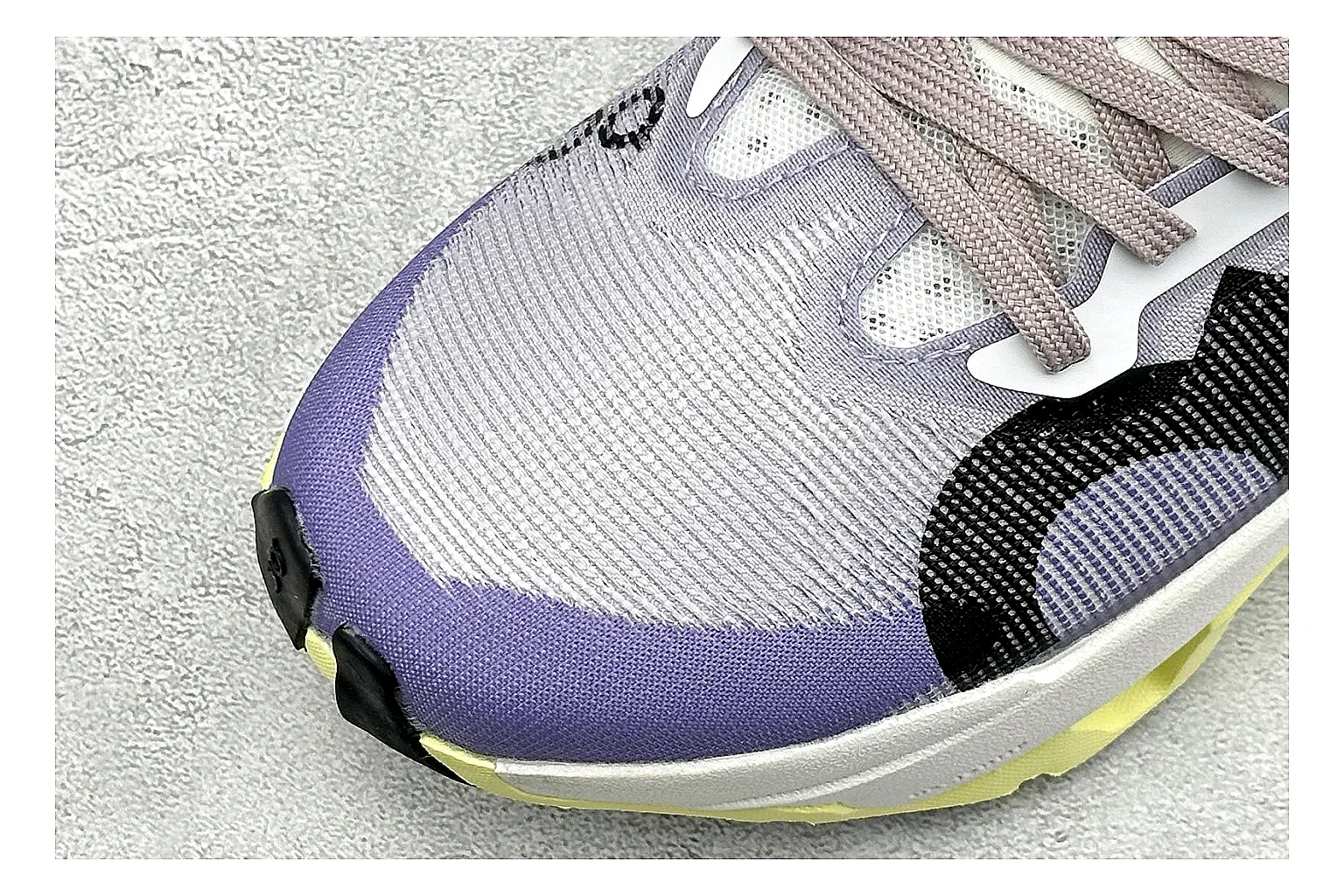 On Cloudmonster Lavender Lime comparison photo showing lavender runner upper, lime accent hits, oversized CloudTec pod sole, and soft technical color mix thumbnail 5