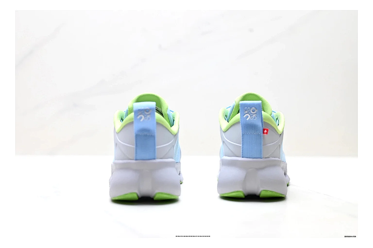 On Cloudsurfer Sky Blue Green Sneakers comparison signal photo with sky blue green running sneakers with mesh texture, side-profile shape, upper panel lines, and outsole detail thumbnail 3