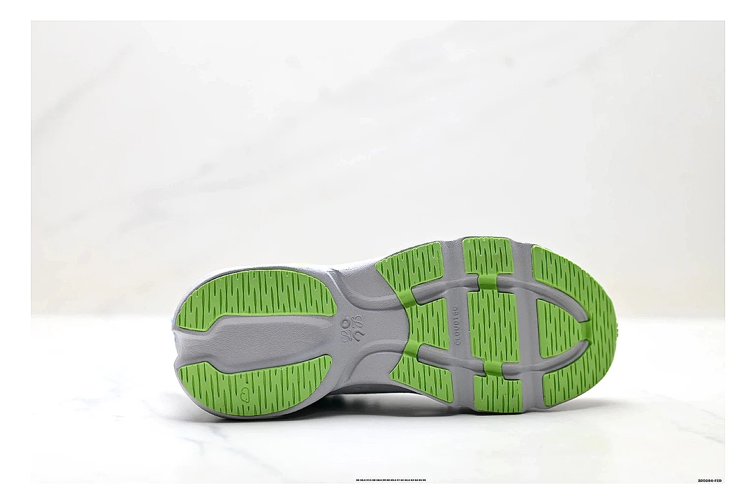 On Cloudsurfer Sky Blue Green Sneakers comparison signal photo with sky blue green running sneakers with mesh texture, side-profile shape, upper panel lines, and outsole detail thumbnail 4