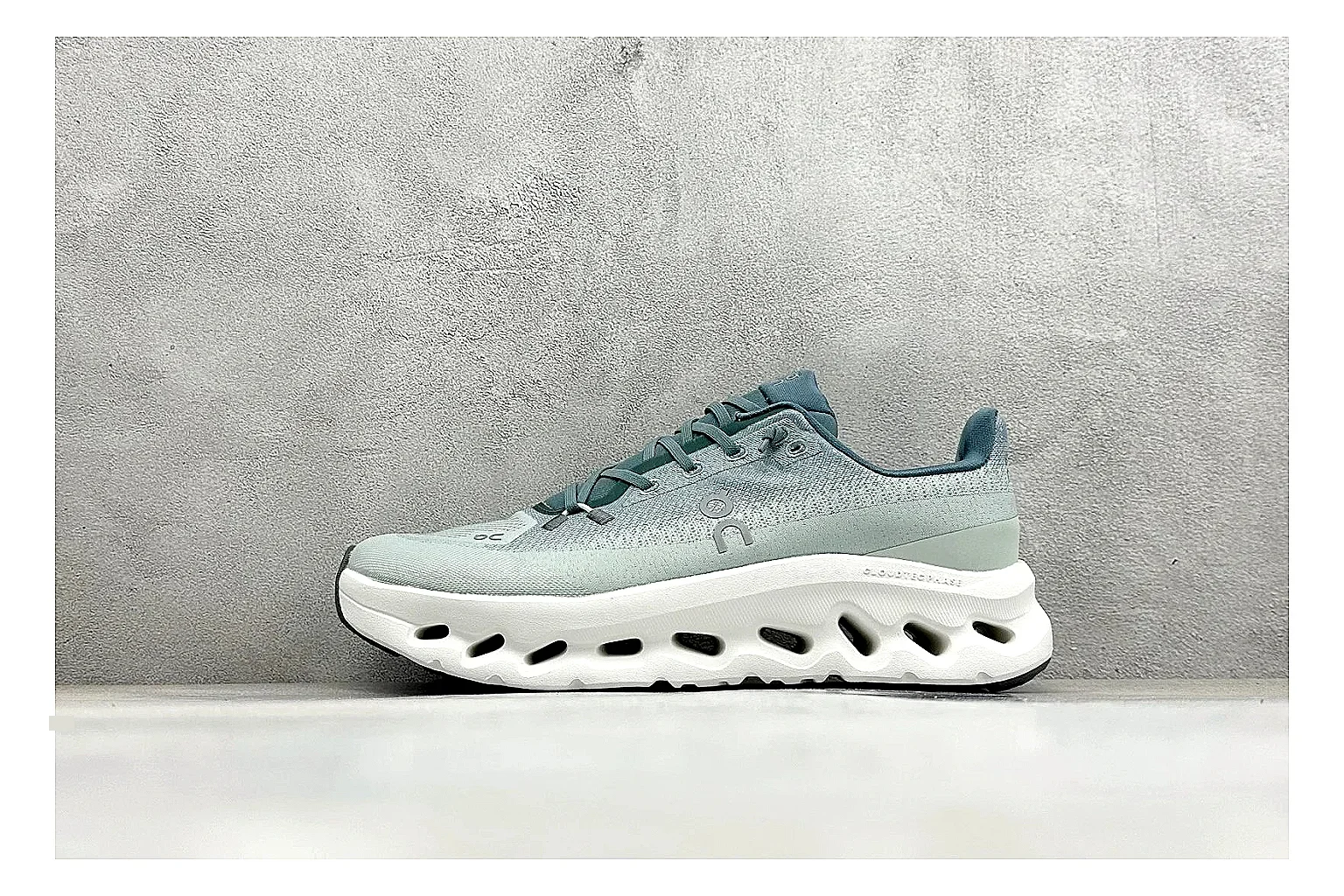 On Cloudtilt Mint comparison photo showing mint knit-style upper, smooth CloudTec sole, tonal laces, and rounded lifestyle runner shape