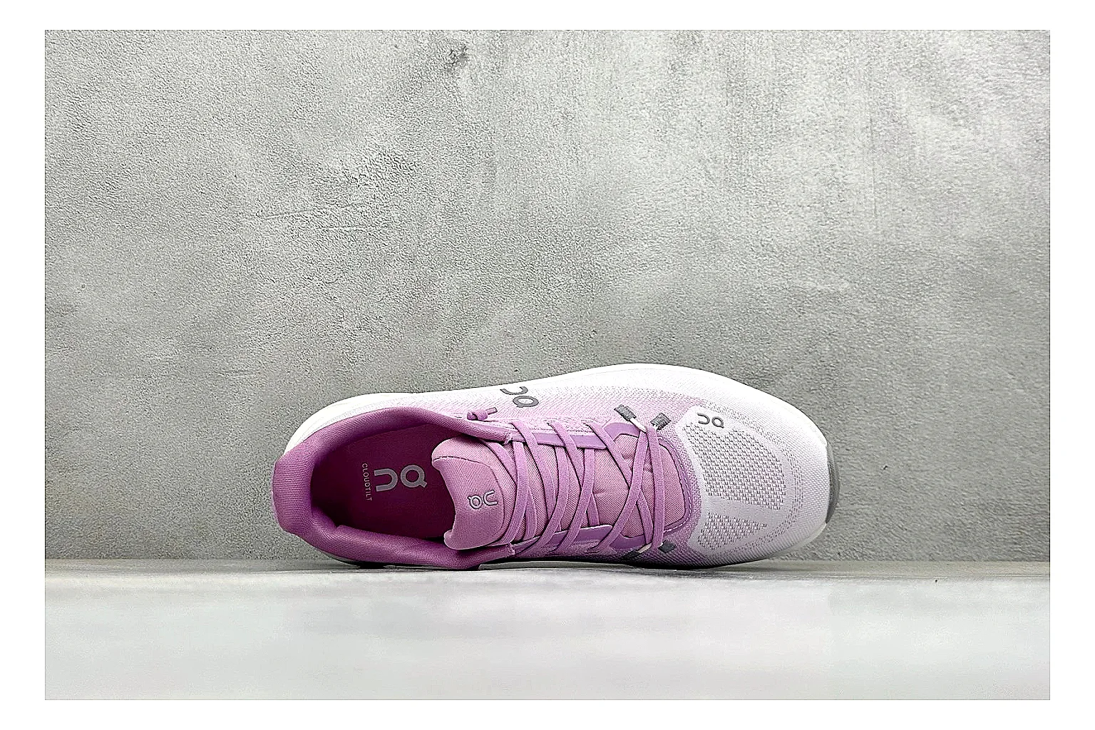On Cloudtilt Pink comparison photo showing pink knit-style upper, smooth CloudTec sole, tonal laces, and rounded lifestyle runner shape thumbnail 2