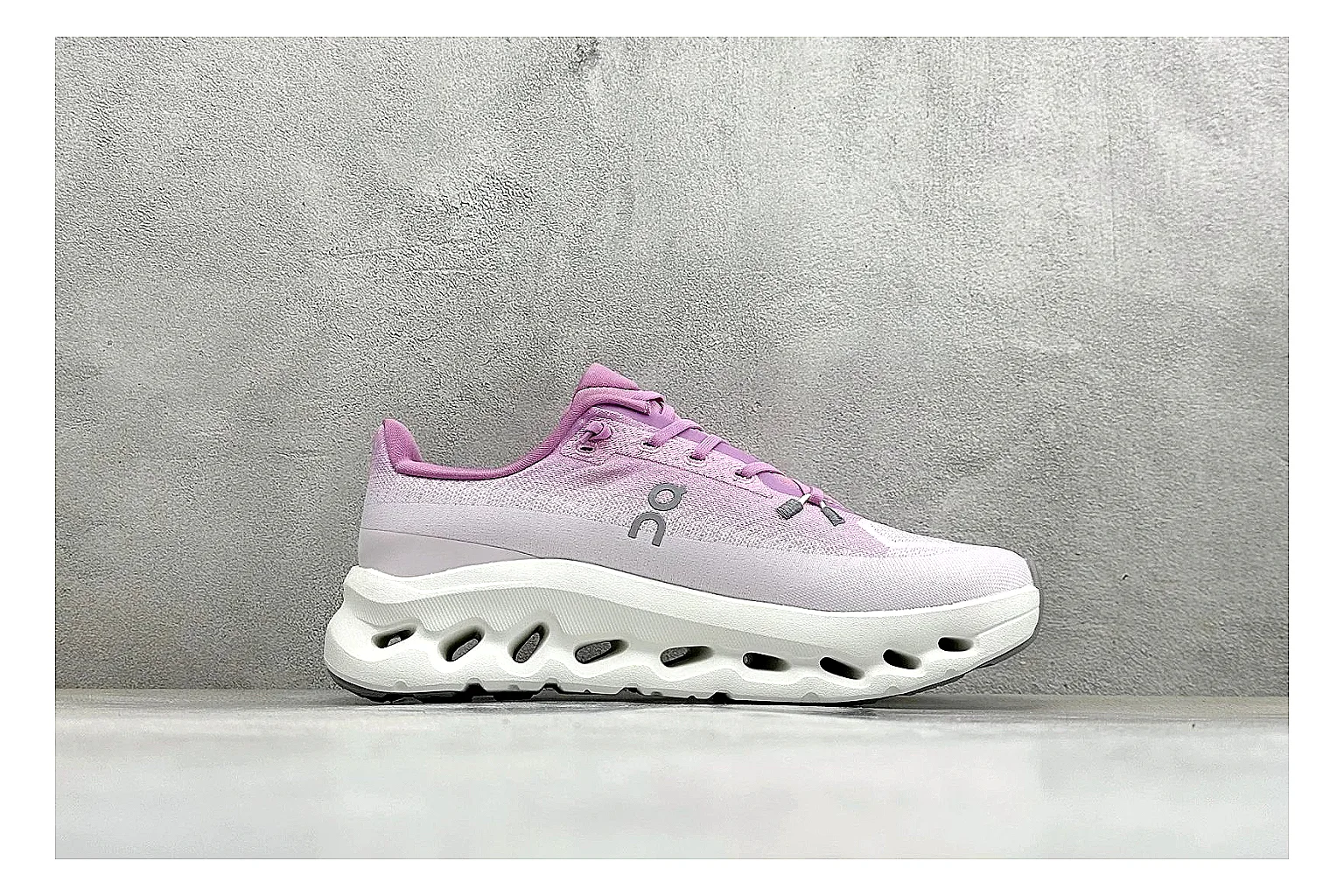 On Cloudtilt Pink comparison photo showing pink knit-style upper, smooth CloudTec sole, tonal laces, and rounded lifestyle runner shape thumbnail 6