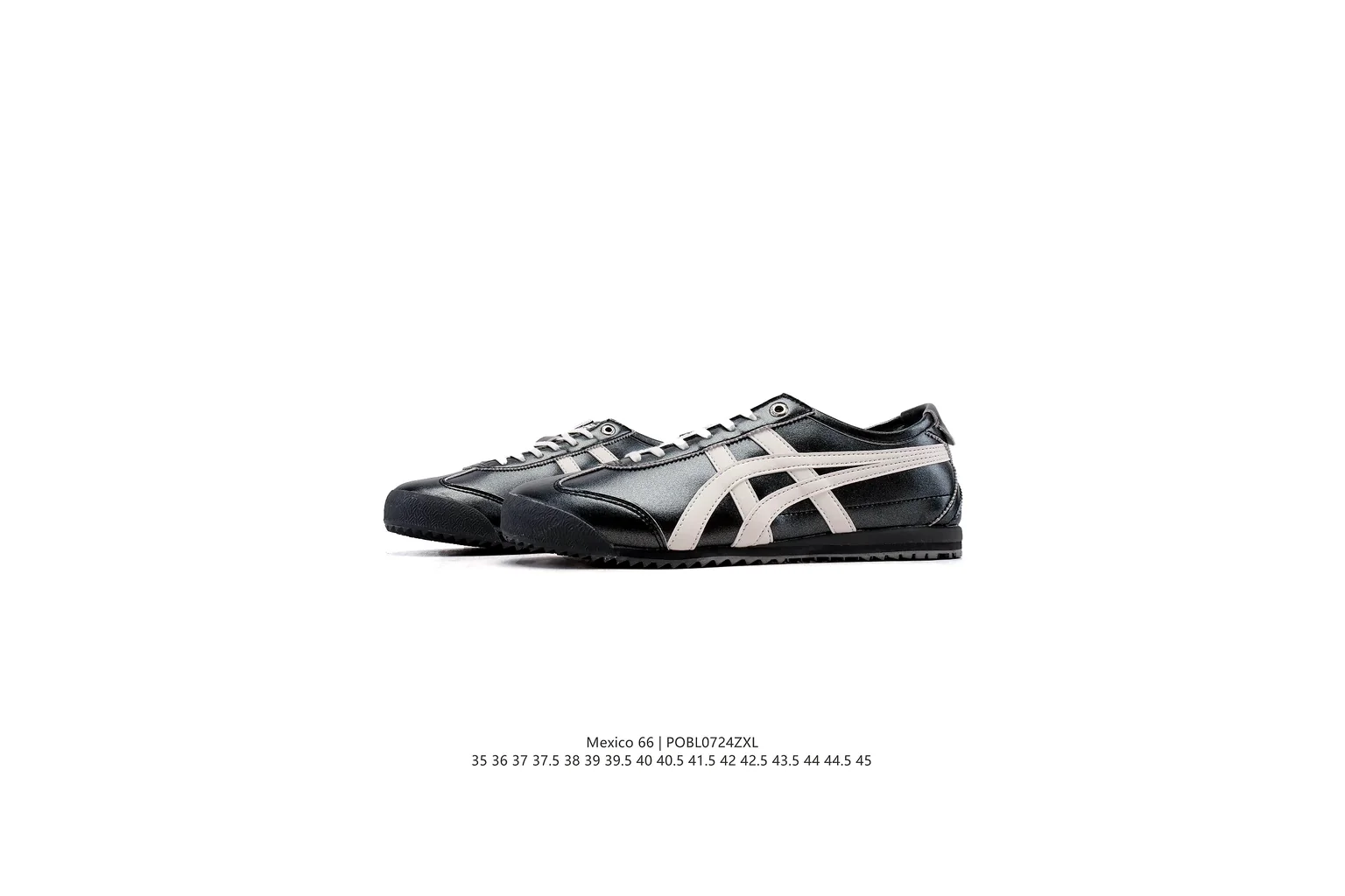 Onitsuka Tiger Mexico 66 Black Silver slim retro low top six photo view thumbnail 6
