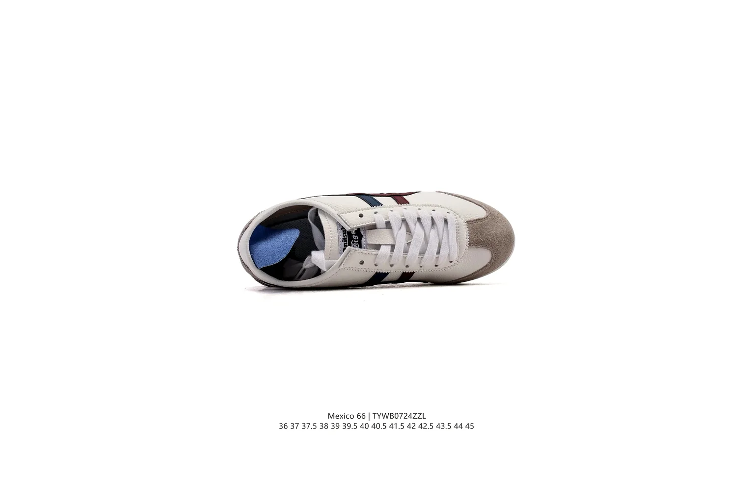 Onitsuka Tiger Mexico 66 White Navy Burgundy slim retro low top six photo view