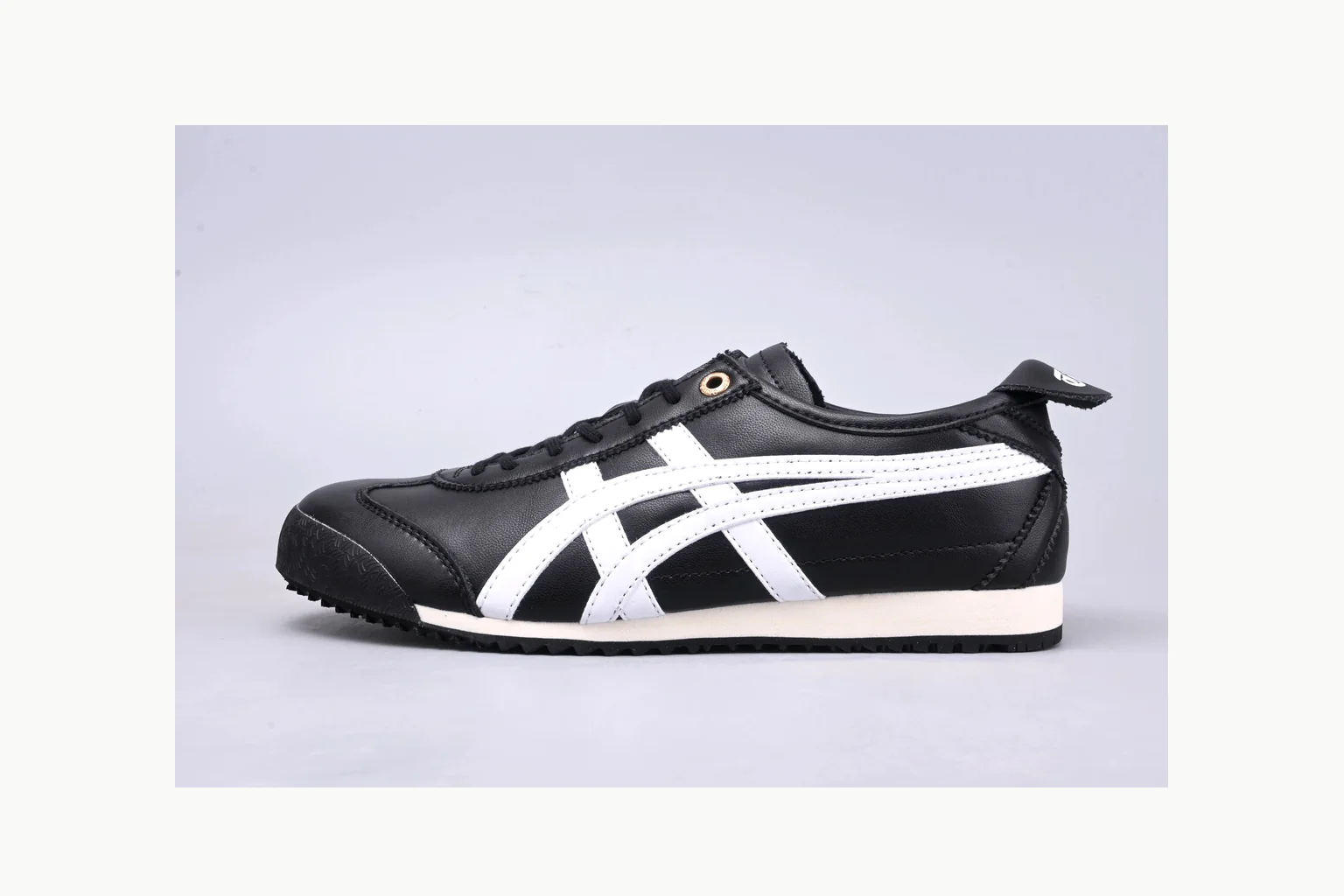 Onitsuka Tiger Black White Sneaker comparison signal photo with white black onitsuka tiger with mixed upper and low top shape