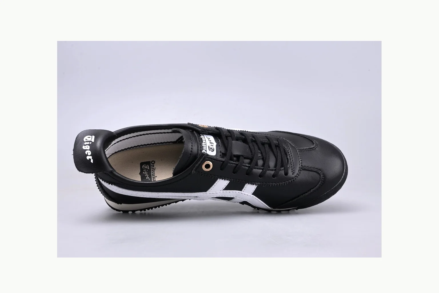 Onitsuka Tiger Black White Sneaker comparison signal photo with white black onitsuka tiger with mixed upper and low top shape thumbnail 2