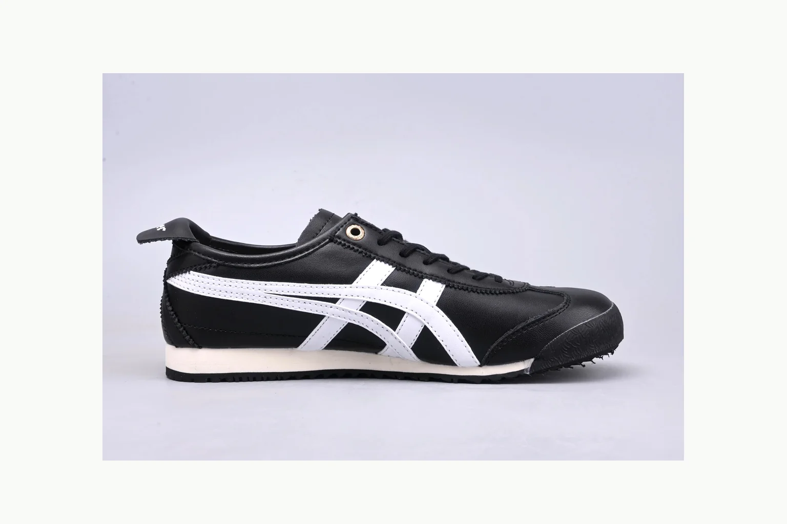 Onitsuka Tiger Black White Sneaker comparison signal photo with white black onitsuka tiger with mixed upper and low top shape thumbnail 6