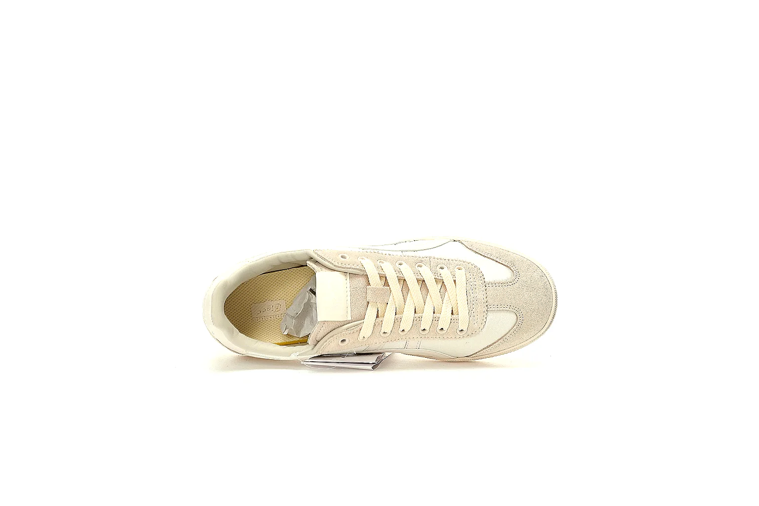 Cream Onitsuka Tiger low top with side stripes and beige suede panel QC angle thumbnail 3