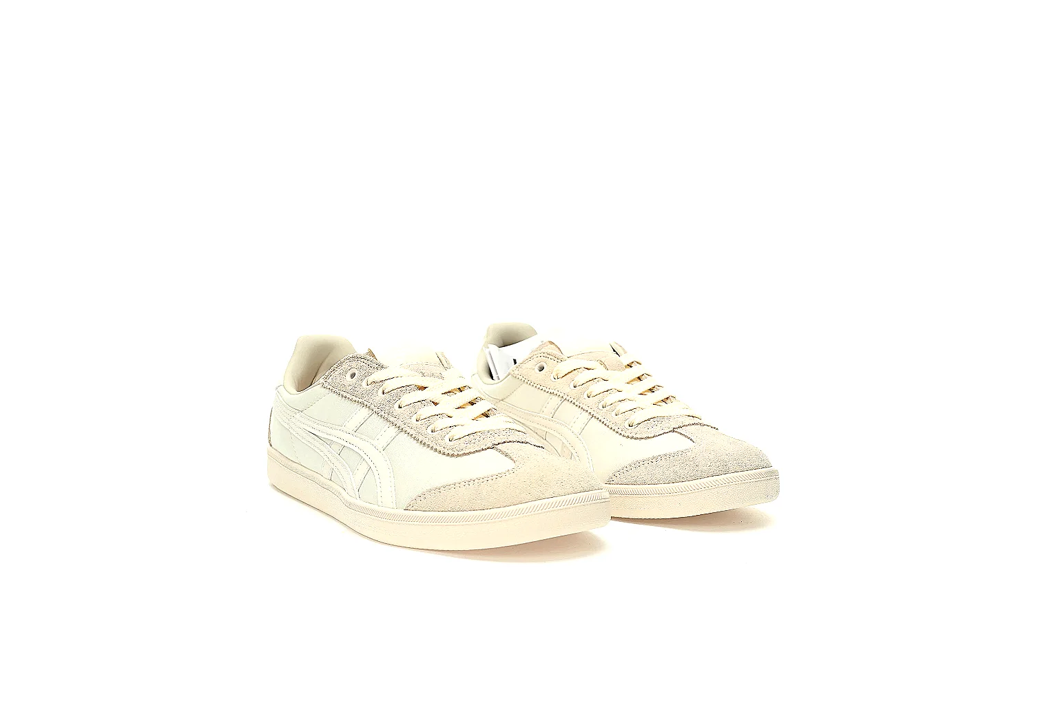 Cream Onitsuka Tiger low top with side stripes and beige suede panel QC angle thumbnail 5