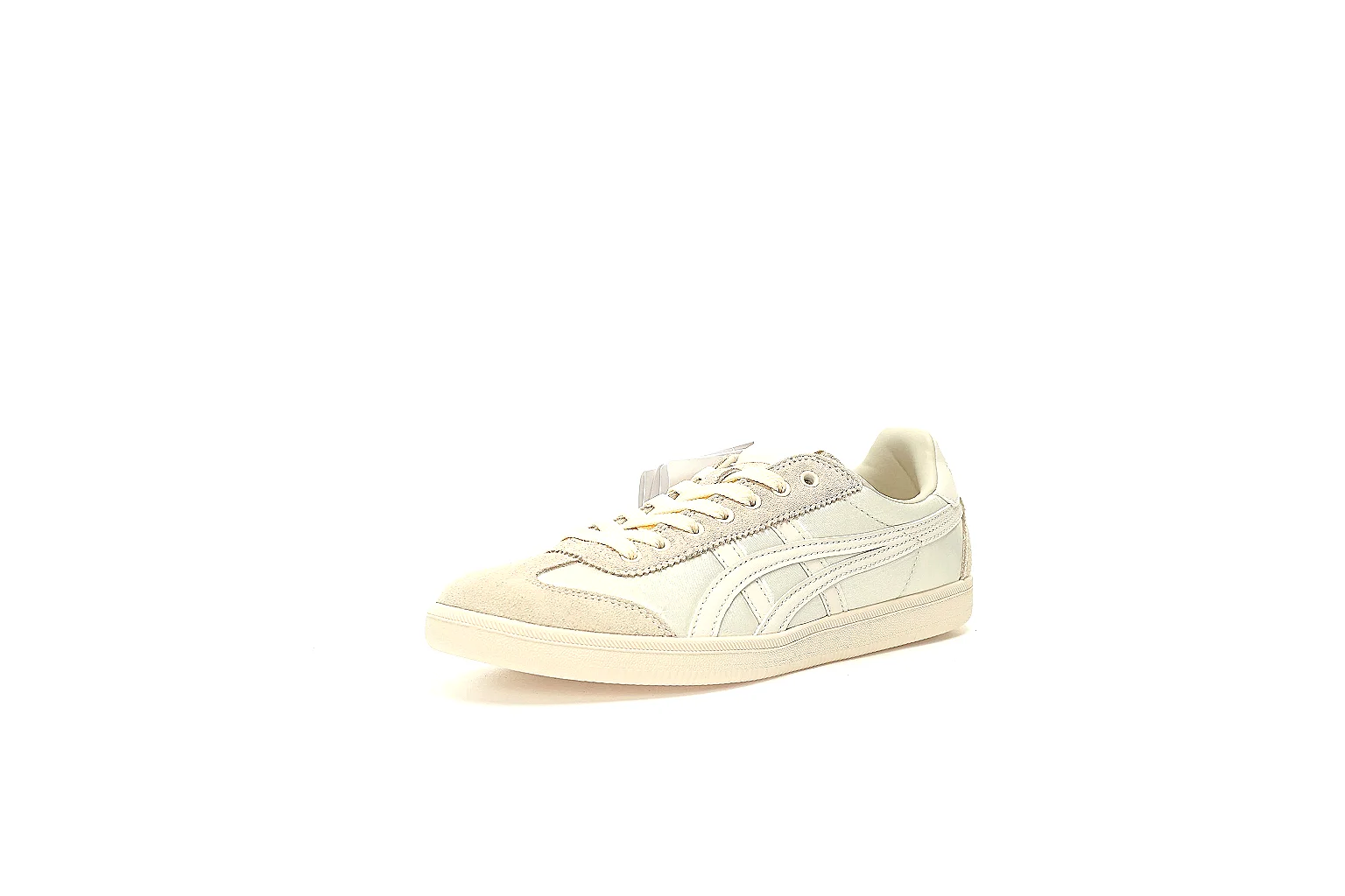Cream Onitsuka Tiger low top with side stripes and beige suede panel QC angle thumbnail 6