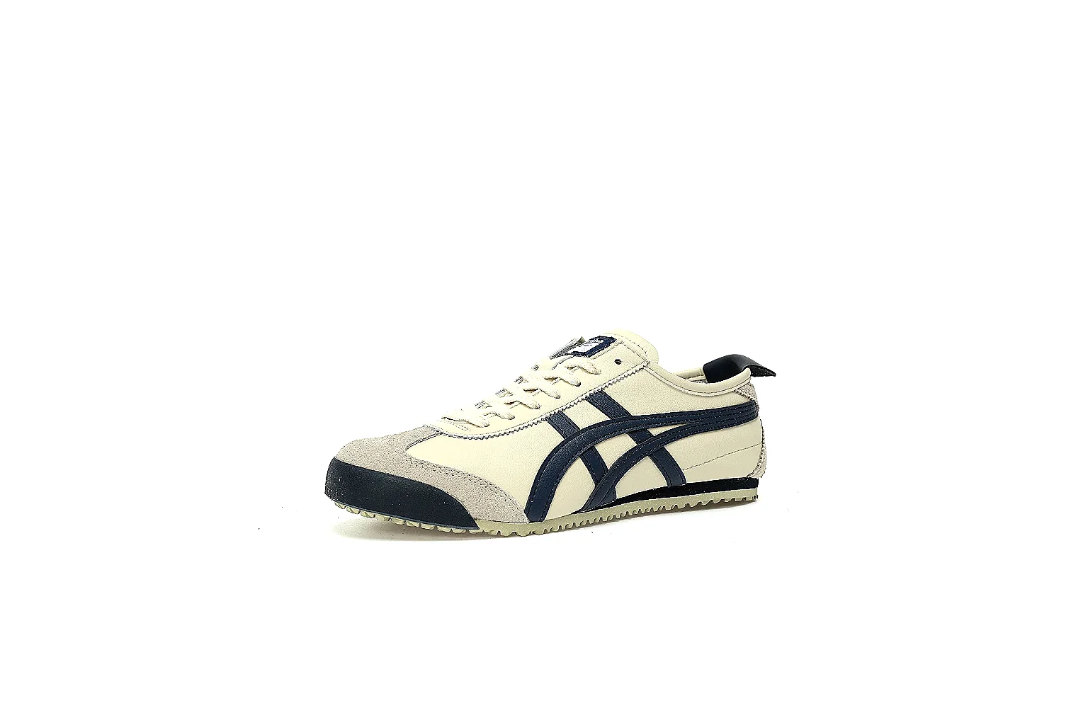 Onitsuka Tiger cream navy trainer with side stripe and outsole QC views thumbnail 6