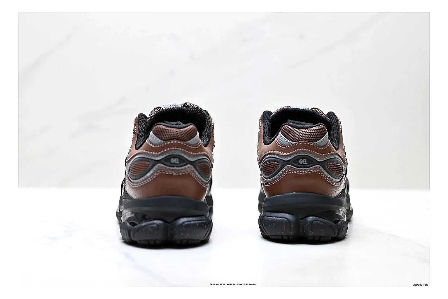 Onitsuka Tiger GEL-C 2.0 Brown Black Sneakers comparison signal photo with brown black mesh runner sneakers with mesh-leather texture, side-profile shape, upper panel lines, and outsole detail thumbnail 3