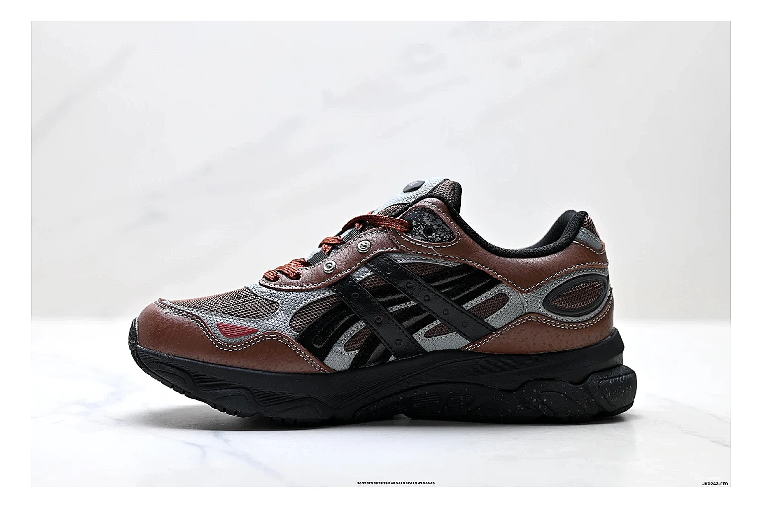 Onitsuka Tiger GEL-C 2.0 Brown Black Sneakers comparison signal photo with brown black mesh runner sneakers with mesh-leather texture, side-profile shape, upper panel lines, and outsole detail thumbnail 6