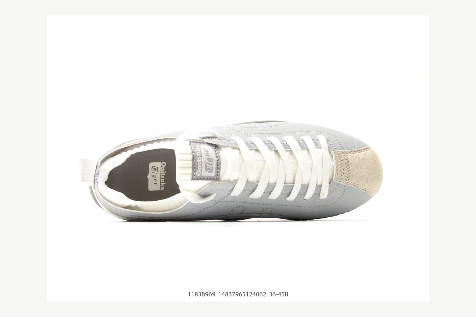 Onitsuka Tiger Grey White Sneaker comparison signal photo with white grey retro stripe low-top with mixed-material upper and low-profile shape thumbnail 2
