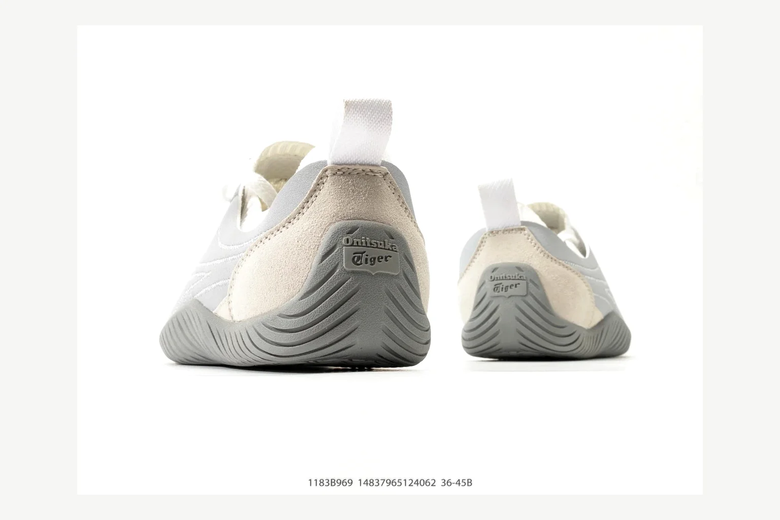 Onitsuka Tiger Grey White Sneaker comparison signal photo with white grey retro stripe low-top with mixed-material upper and low-profile shape thumbnail 5