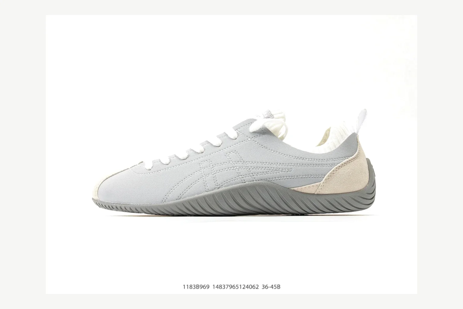 Onitsuka Tiger Grey White Sneaker comparison signal photo with white grey retro stripe low-top with mixed-material upper and low-profile shape thumbnail 6