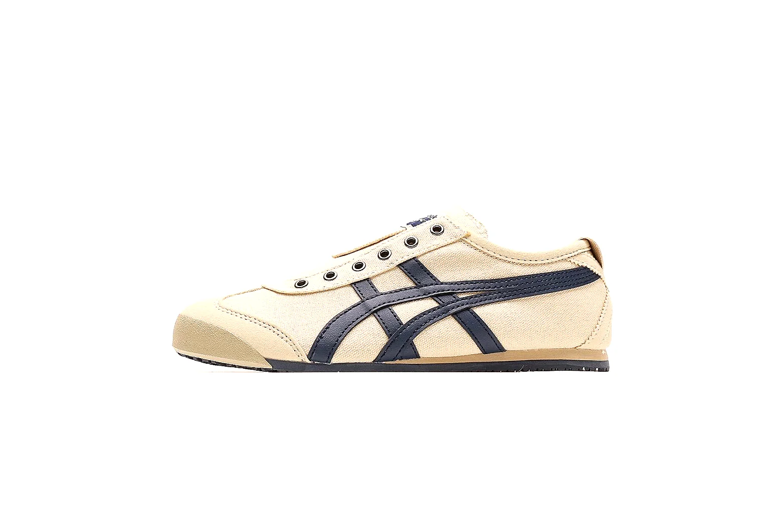 Onitsuka Tiger cream navy low-top side and heel proof angles thumbnail 2