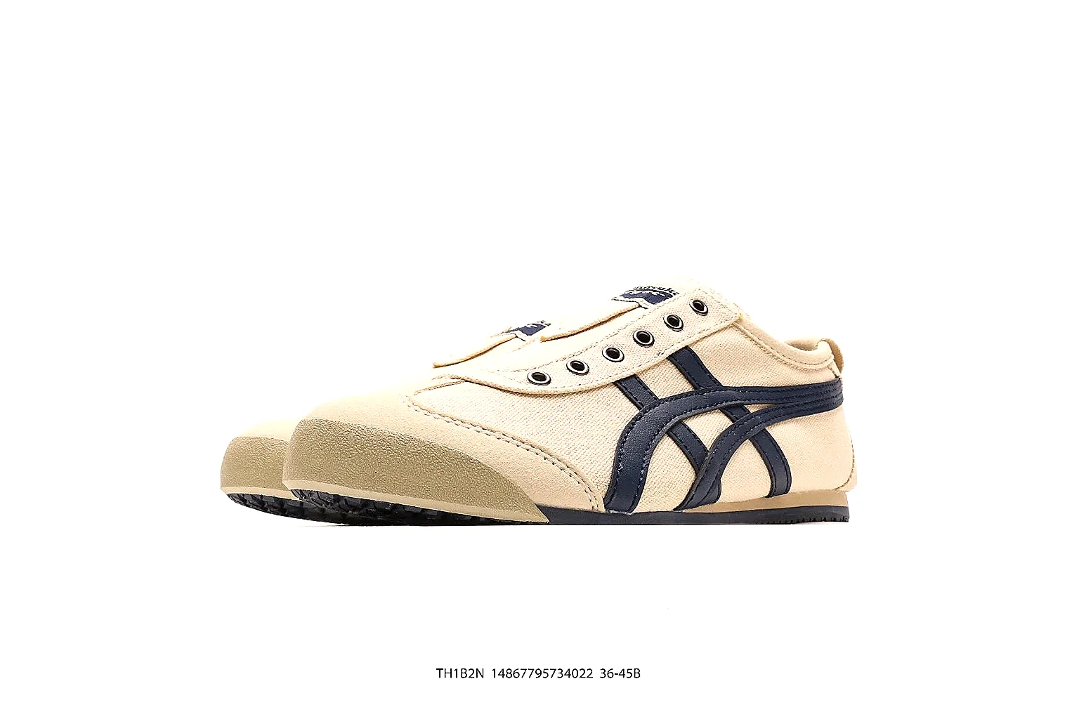 Onitsuka Tiger cream navy low-top side and heel proof angles thumbnail 4