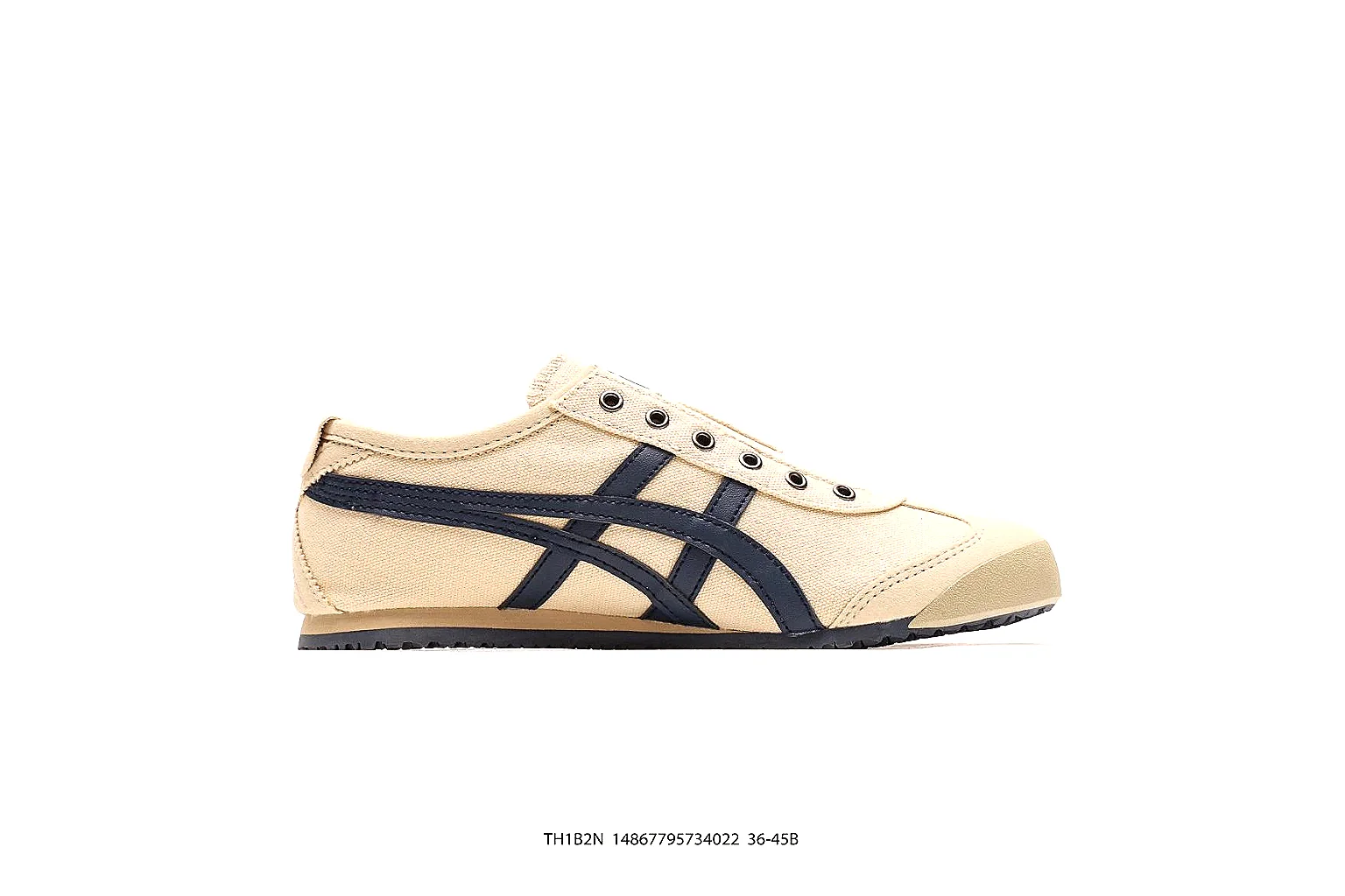 Onitsuka Tiger cream navy low-top side and heel proof angles thumbnail 6