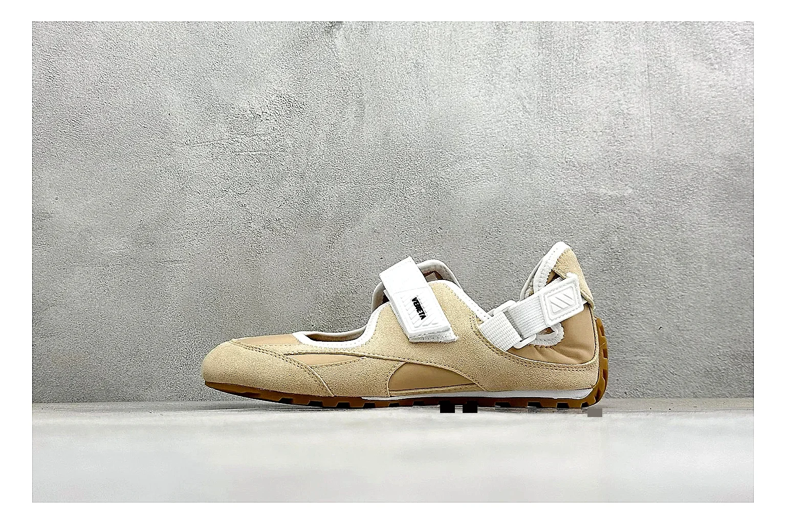 Onitsuka Tiger Mexico 66 Beige Mary Jane comparison photo showing beige low sneaker body, slim Mary Jane strap, Onitsuka side stripes, and flat retro sole