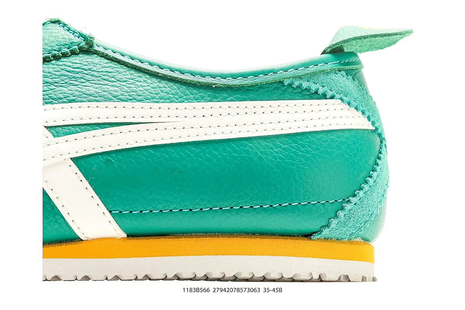 Onitsuka Tiger Mexico 66 Green White Sneakers comparison signal photo with green white low-top sneakers with leather texture, side-profile shape, upper panel lines, and outsole detail thumbnail 5