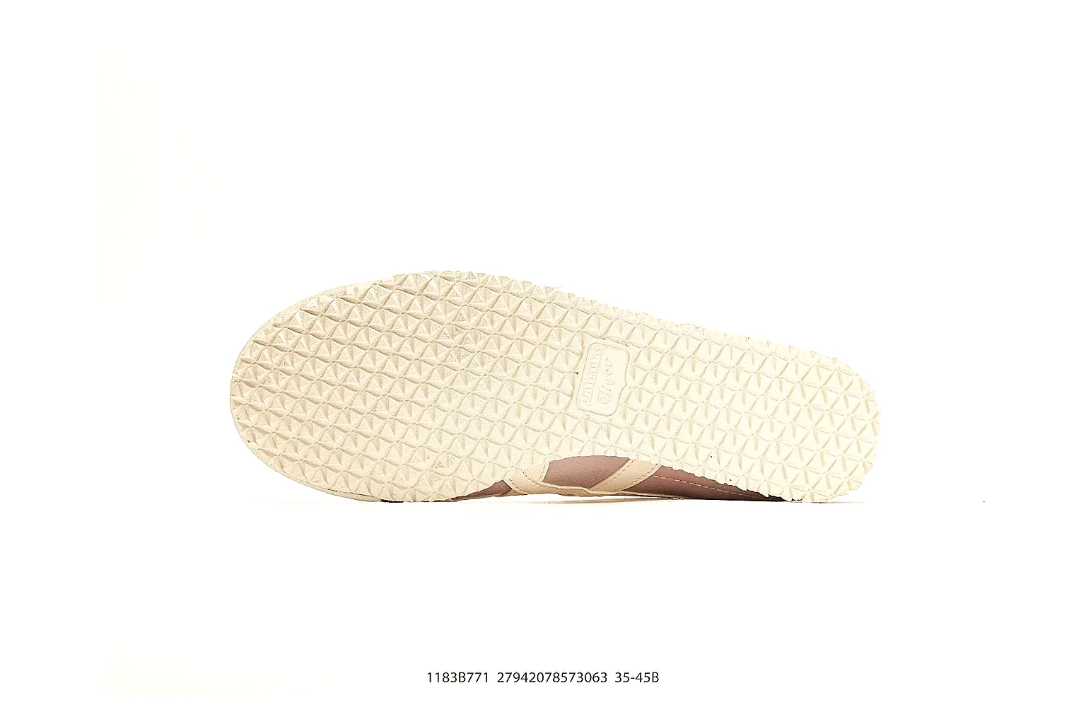 Onitsuka Tiger Mexico 66 Pink White Sneakers comparison signal photo with pink white low-top sneakers with leather texture, side-profile shape, upper panel lines, and outsole detail thumbnail 4