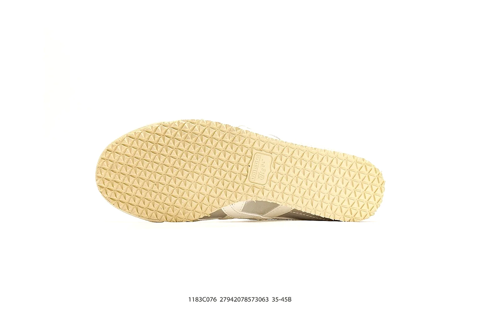Onitsuka Tiger Mexico 66 Silver White Sneakers comparison signal photo with silver white low-top sneakers with metallic-leather texture, side-profile shape, upper panel lines, and outsole detail thumbnail 4