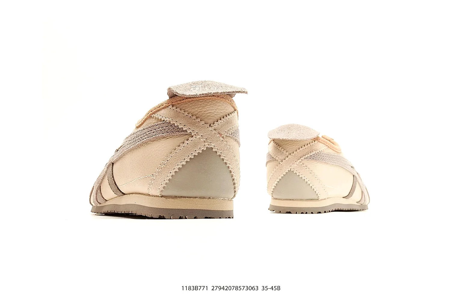 Onitsuka Tiger Mexico 66 Tan Brown Sneakers comparison signal photo with tan brown low-top sneakers with leather texture, side-profile shape, upper panel lines, and outsole detail thumbnail 3