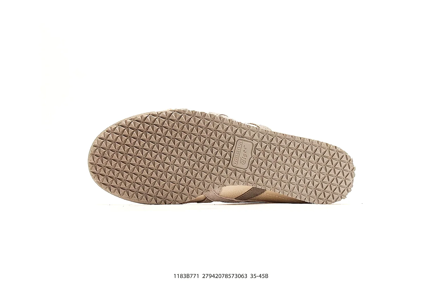 Onitsuka Tiger Mexico 66 Tan Brown Sneakers comparison signal photo with tan brown low-top sneakers with leather texture, side-profile shape, upper panel lines, and outsole detail thumbnail 4