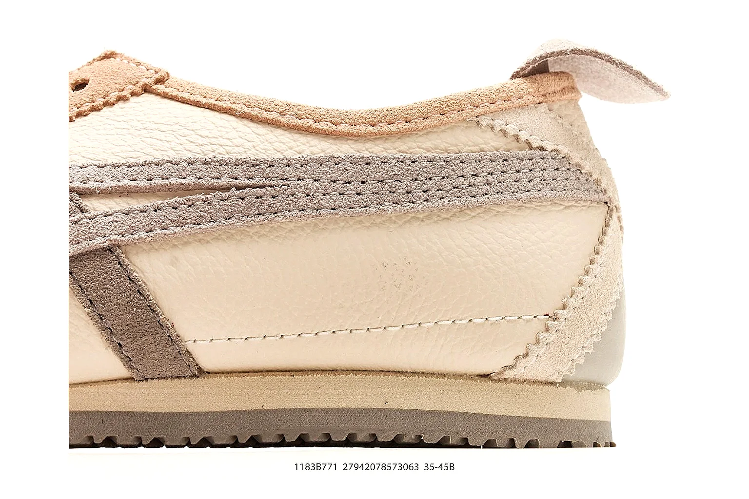 Onitsuka Tiger Mexico 66 Tan Brown Sneakers comparison signal photo with tan brown low-top sneakers with leather texture, side-profile shape, upper panel lines, and outsole detail thumbnail 5