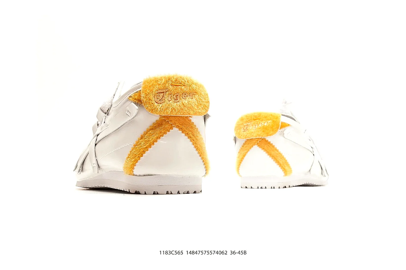 Onitsuka Tiger Mexico 66 White Yellow comparison photo showing white leather low-top upper, yellow Onitsuka side stripes, slim retro runner profile, and flat sole thumbnail 3