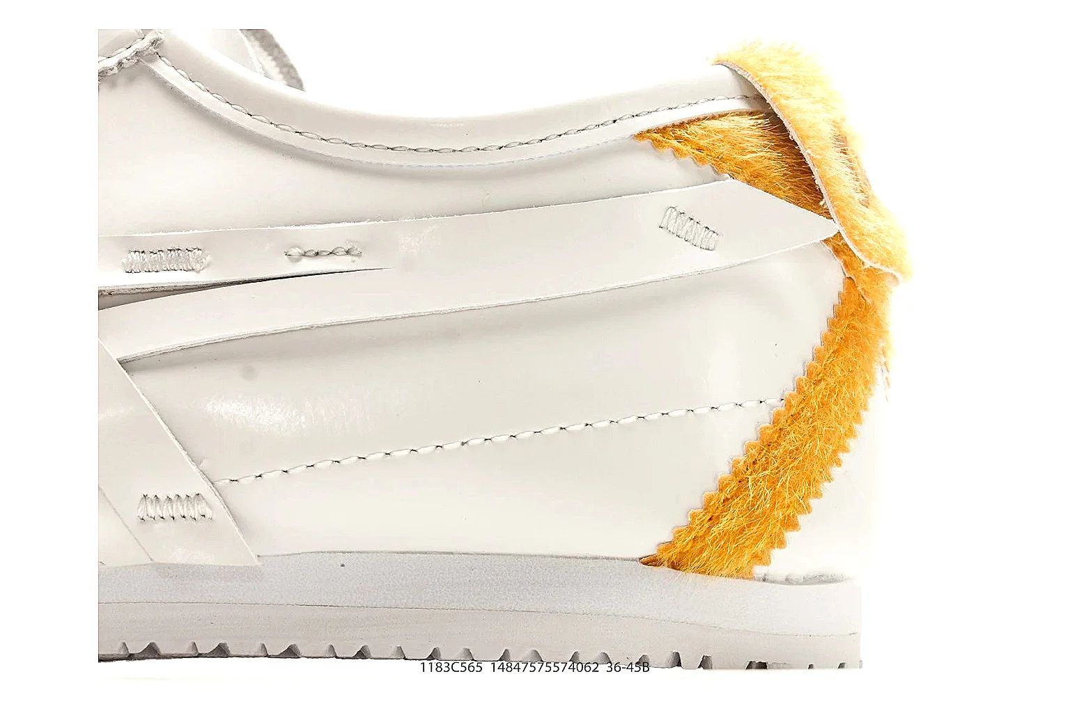 Onitsuka Tiger Mexico 66 White Yellow comparison photo showing white leather low-top upper, yellow Onitsuka side stripes, slim retro runner profile, and flat sole thumbnail 5