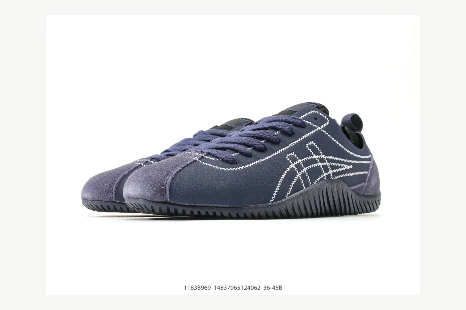 Onitsuka Tiger Navy Low Sneaker comparison signal photo with navy retro stripe low-top with mixed-material upper and low-profile shape thumbnail 4