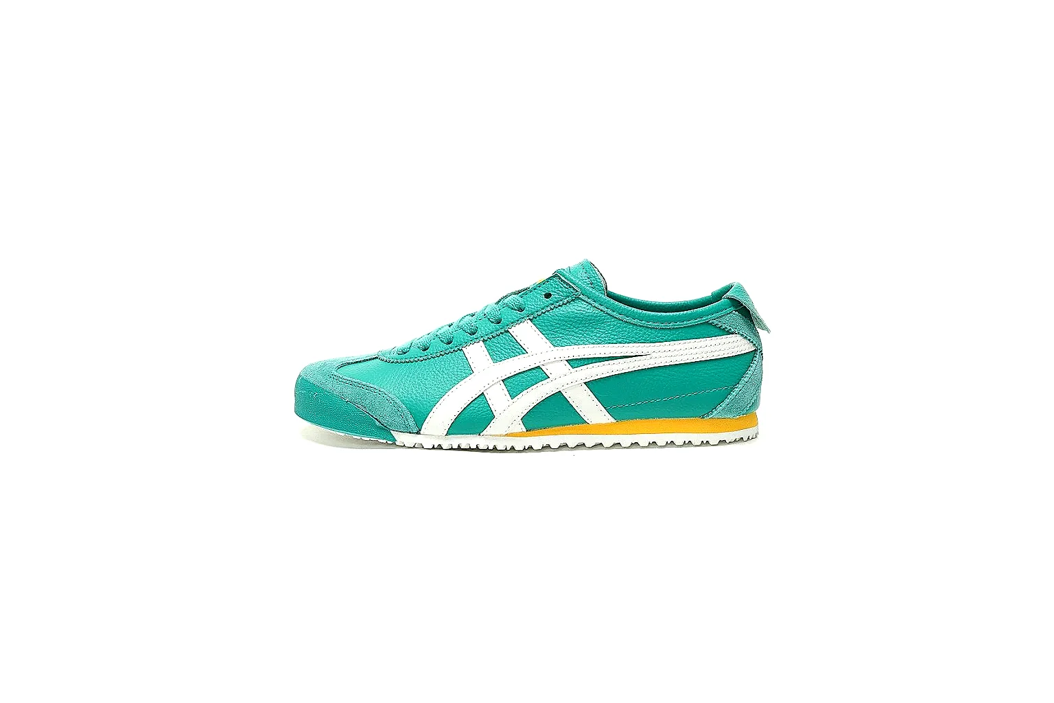 Onitsuka Tiger turquoise trainer side profile with white stripe QC markers thumbnail 2