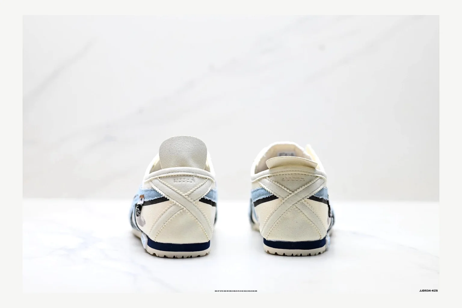 Onitsuka Tiger White Blue Sneaker comparison signal photo with white blue retro stripe low-top with mixed-material upper and low-profile shape thumbnail 5