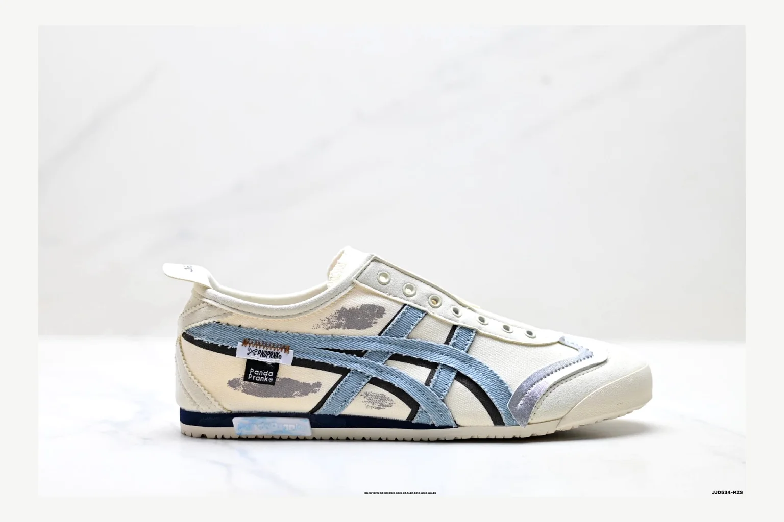Onitsuka Tiger White Blue Sneaker comparison signal photo with white blue retro stripe low-top with mixed-material upper and low-profile shape thumbnail 6