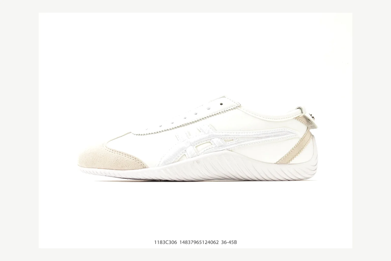 Onitsuka Tiger White Cream Sneaker comparison signal photo with white cream retro stripe low-top with mixed-material upper and low-profile shape thumbnail 6