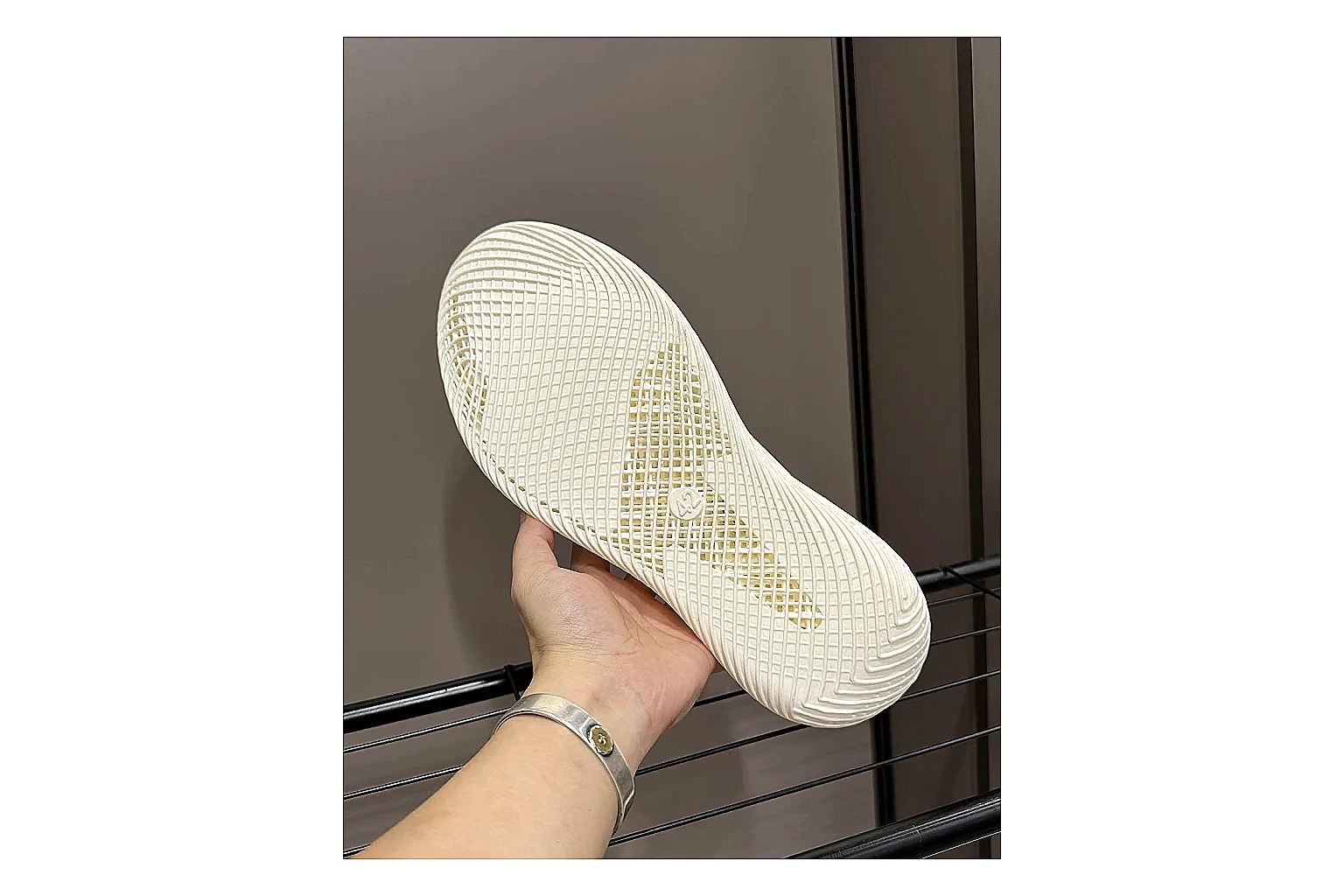 Other 4D Printed Cream Slip-On Sneakers comparison photo showing cream open-grid upper, seamless slip-on profile, sculpted sole, and soft futuristic casual shape thumbnail 5