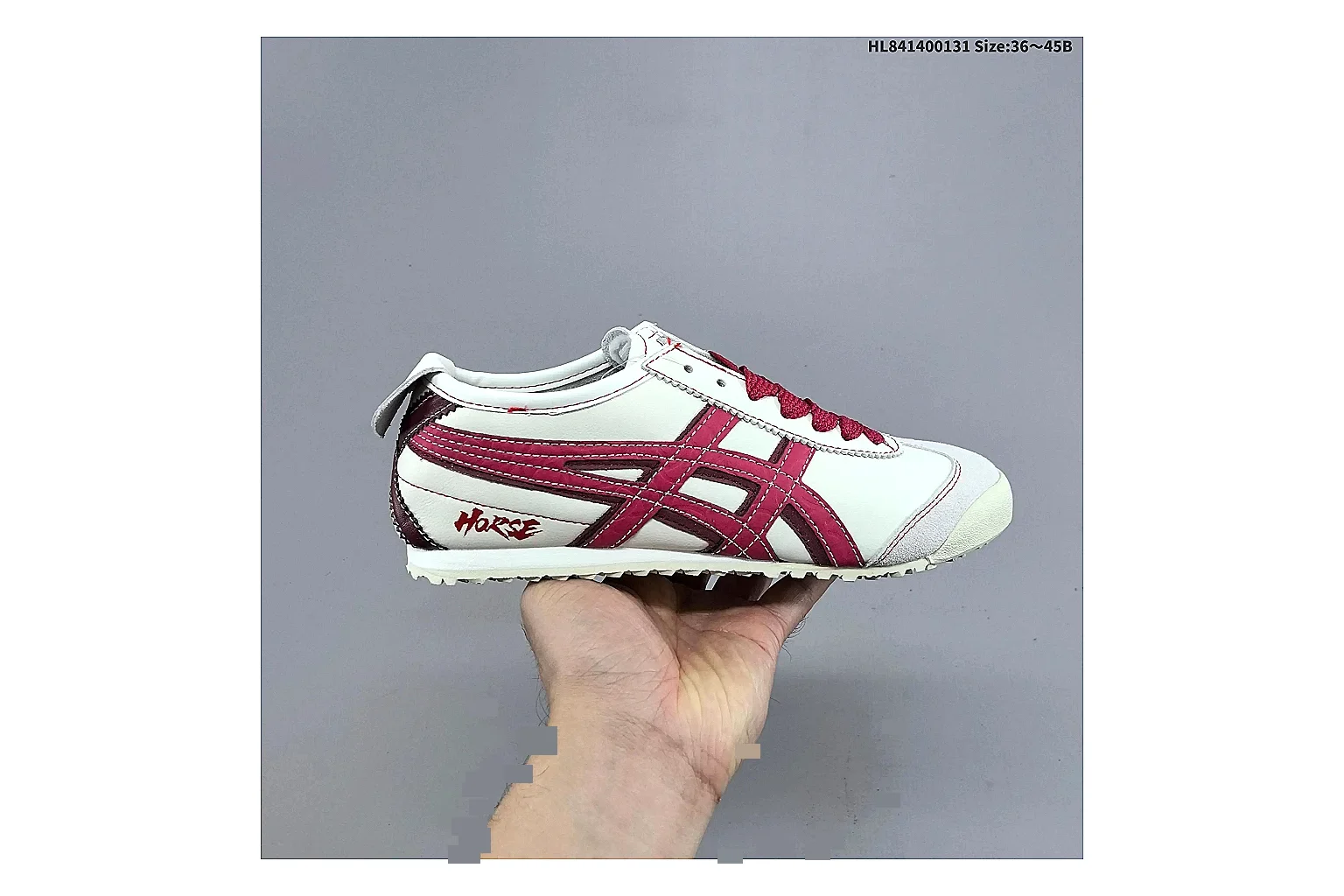 Casual Low-Top Sneaker 0789 comparison signal photo with red casual low-top with mixed-material upper and low-profile shape