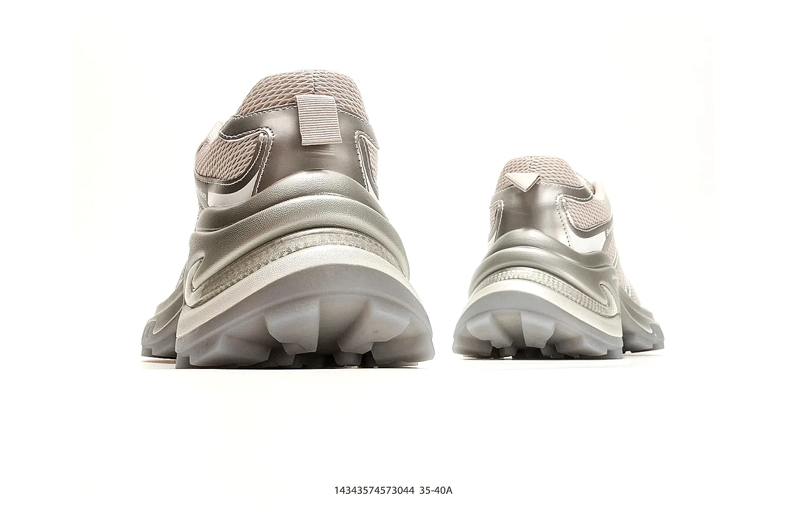 Chunky Runner Silver Gray Sneaker comparison photo showing silver gray synthetic-mesh upper, layered chunky panels, runner silhouette, and thick cushioned sole thumbnail 3